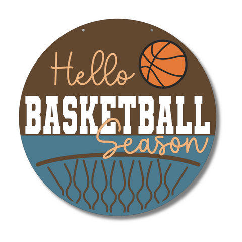 Unfinished Wood Hello Basketball Season Door Sign Kit | Wood Craft Cutouts | 1/4" Thick |