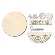 Load image into Gallery viewer, Unfinished Wood Hello Basketball Season Door Sign Kit | Wood Craft Cutouts | 1/4&quot; Thick |
