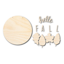 Load image into Gallery viewer, Unfinished Wood Hello Fall Door Sign Kit | Wood Craft Cutouts | 1/4&quot; Thick |
