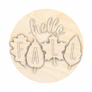 Unfinished Wood Hello Fall Door Sign Kit | Wood Craft Cutouts | 1/4" Thick |