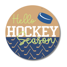 Load image into Gallery viewer, Unfinished Wood Hello Hockey Season Door Sign Kit | Wood Craft Cutouts | 1/4&quot; Thick |
