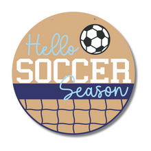 Load image into Gallery viewer, Unfinished Wood Hello Soccer Season Door Sign Kit | Wood Craft Cutouts | 1/4&quot; Thick |
