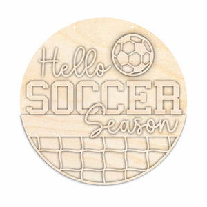 Unfinished Wood Hello Soccer Season Door Sign Kit | Wood Craft Cutouts | 1/4" Thick |