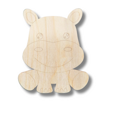 Load image into Gallery viewer, Unfinished Wood Etched Hippo Shape | Paint By Line Crafts | up to 30&quot; DIY
