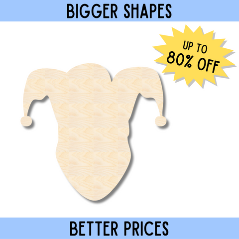 Bigger Better | Unfinished Wood Jester Head Shape | DIY Craft Cutout |
