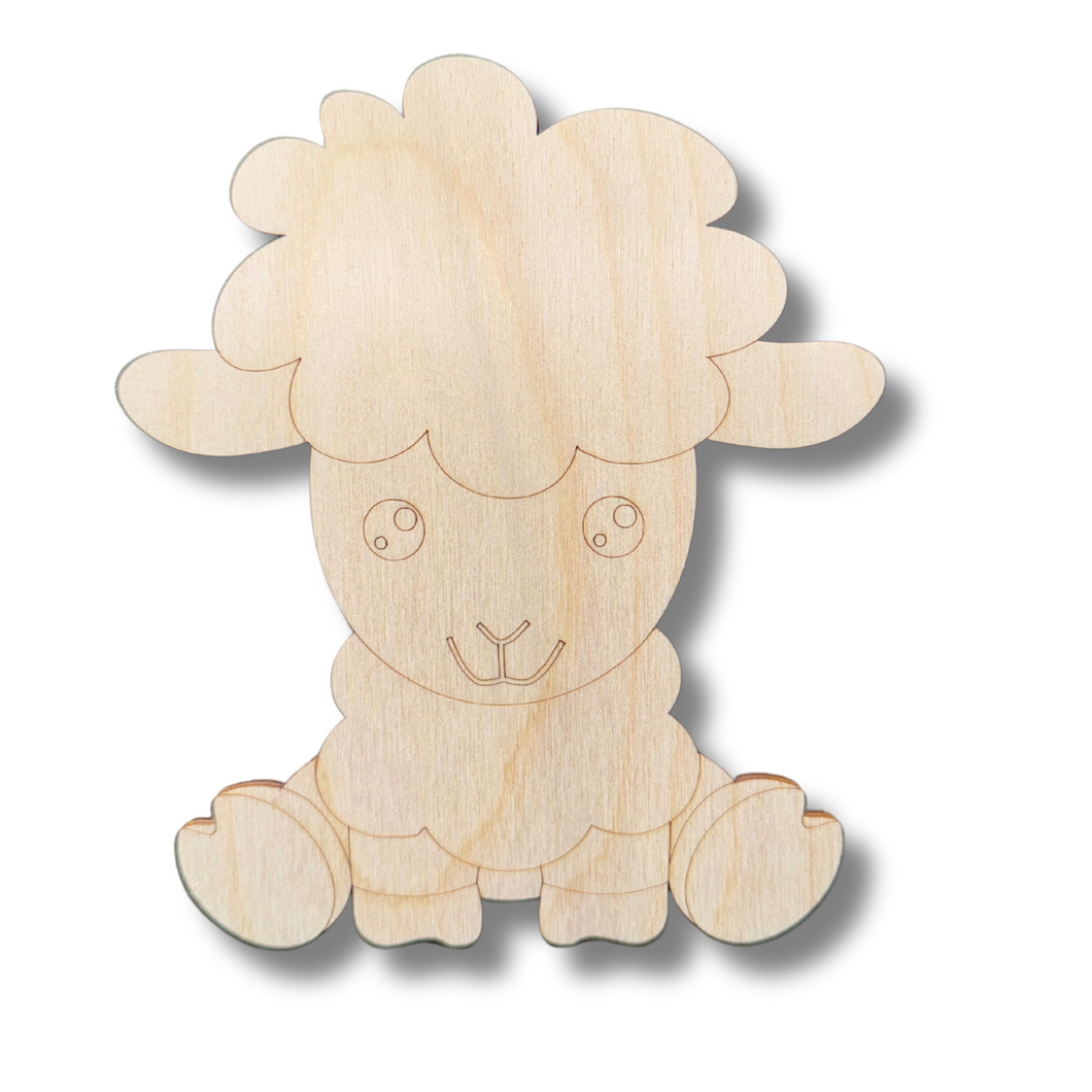 Unfinished Wood Etched Lamb Shape | Paint By Line Crafts | up to 30