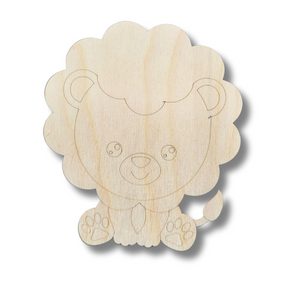 Unfinished Wood Etched Lion Shape | Paint By Line Crafts | up to 30" DIY