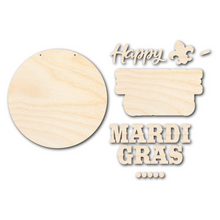 Load image into Gallery viewer, Unfinished Wood Mardi Gras Door Sign Kit | Wood Craft Cutouts | 1/4&quot; Thick |
