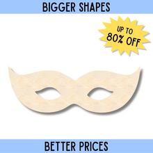 Load image into Gallery viewer, Bigger Better | Unfinished Wood Mardi Gras Mask Shape | DIY Craft Cutout |
