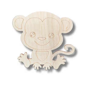 Unfinished Wood Etched Monkey Shape | Paint By Line Crafts | up to 30" DIY