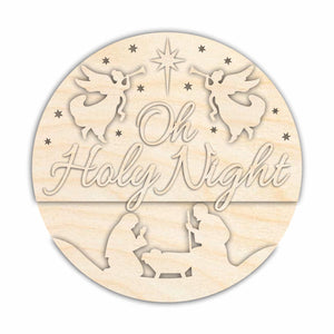 Unfinished Wood Oh Holy Night Door Sign Kit | Wood Craft Cutouts | 1/4" Thick |