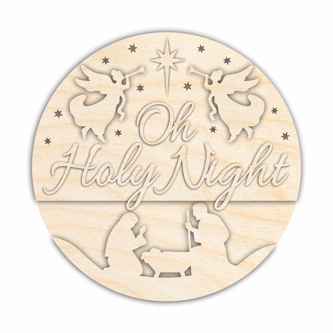 Unfinished Wood Oh Holy Night Door Sign Kit | Wood Craft Cutouts | 1/4