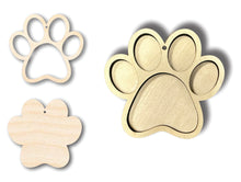 Load image into Gallery viewer, Unfinished Wood 2 Layer Paw Shadowbox Shape | DIY Craft Cutout | up to 46&quot; DIY
