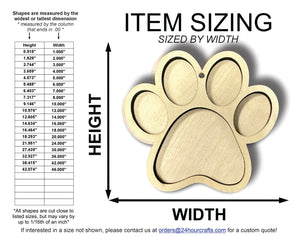 Unfinished Wood 2 Layer Paw Shadowbox Shape | DIY Craft Cutout | up to 46" DIY