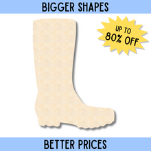 Load image into Gallery viewer, Bigger Better | Unfinished Wood Rain Mud Boot Shape | DIY Craft Cutout |
