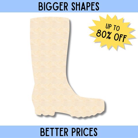 Bigger Better | Unfinished Wood Rain Mud Boot Shape | DIY Craft Cutout |