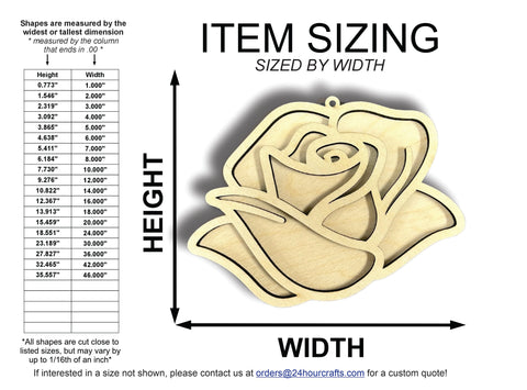 Unfinished Wood 2 Layer Rose Shadowbox Shape | DIY Craft Cutout | up to 46" DIY