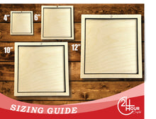 Load image into Gallery viewer, Unfinished Wood 2 Layer Square Shadowbox Shape | DIY Craft Cutout | up to 46&quot; DIY
