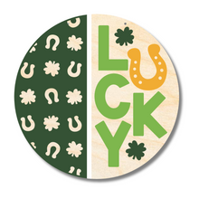 Load image into Gallery viewer, Unfinished Wood St Patrick&#39;s Day Lucky Door Sign Kit | Wood Craft Cutouts | 1/4&quot; Thick |
