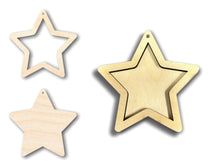Load image into Gallery viewer, Unfinished Wood 2 Layer Star Shadowbox Shape | DIY Craft Cutout | up to 46&quot; DIY
