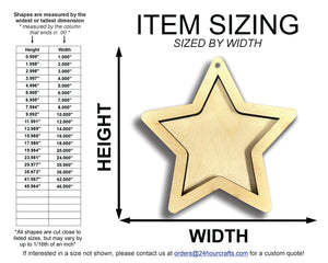 Unfinished Wood 2 Layer Star Shadowbox Shape | DIY Craft Cutout | up to 46" DIY