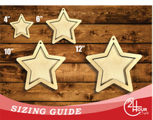 Load image into Gallery viewer, Unfinished Wood 2 Layer Star Shadowbox Shape | DIY Craft Cutout | up to 46&quot; DIY
