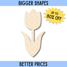 Load image into Gallery viewer, Bigger Better | Unfinished Wood Tulip Flower Shape | DIY Craft Cutout |
