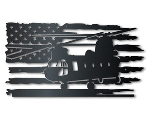 Metal USA Army Helicopter Wall Art | Patriotic Military Veteran | Indoor Outdoor | Up to 36" | Over 20 Color Options