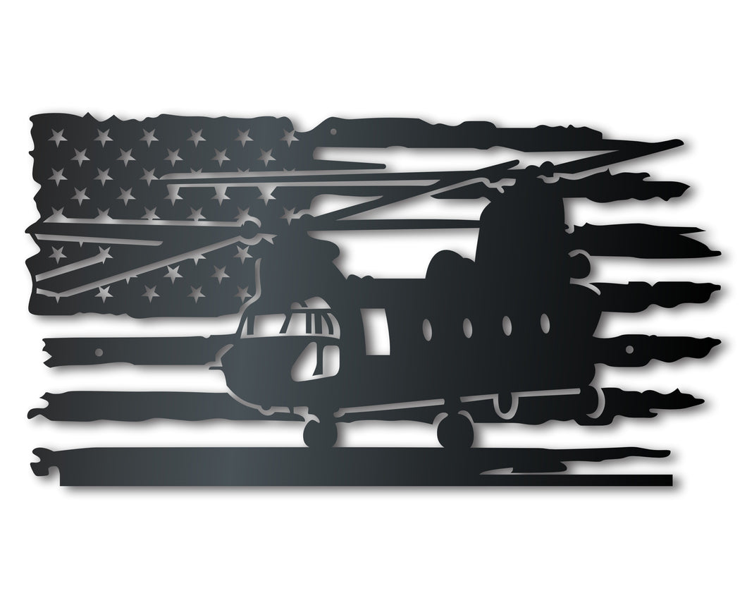 Metal USA Army Helicopter Wall Art | Patriotic Military Veteran | Indoor Outdoor | Up to 36