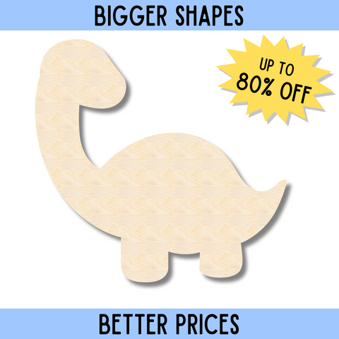 Bigger Better | Unfinished Wood Baby Dinosaur Brontosaurus Silhouette |  DIY Craft Cutout