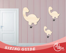 Load image into Gallery viewer, Bigger Better | Unfinished Wood Baby Dinosaur Brontosaurus Silhouette |  DIY Craft Cutout
