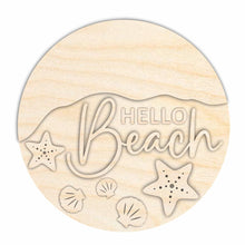 Load image into Gallery viewer, Unfinished Wood Hello Beach Door Sign Kit | Wood Craft Cutouts | 1/4&quot; Thick |
