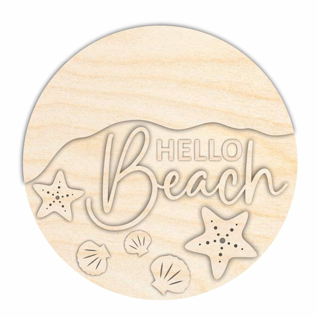 Unfinished Wood Hello Beach Door Sign Kit | Wood Craft Cutouts | 1/4