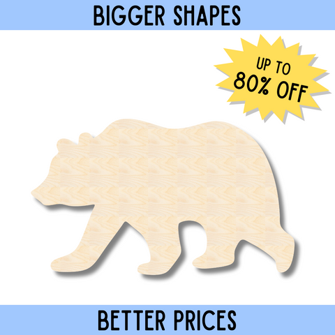 Bigger Better | Unfinished Wood Grizzly Bear Shape |  DIY Craft Cutout