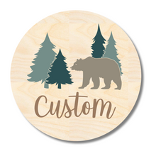 Load image into Gallery viewer, Unfinished Wood Custom Name Bear Door Sign Kit | Wood Craft Cutouts | 1/4&quot; Thick |
