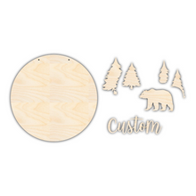 Load image into Gallery viewer, Unfinished Wood Custom Name Bear Door Sign Kit | Wood Craft Cutouts | 1/4&quot; Thick |
