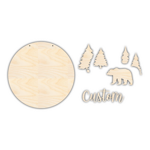 Unfinished Wood Custom Name Bear Door Sign Kit | Wood Craft Cutouts | 1/4" Thick |