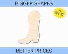 Load image into Gallery viewer, Bigger Better | Unfinished Wood Cowboy Boot Silhouette |  DIY Craft Cutout
