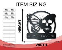 Load image into Gallery viewer, Custom Metal Butterfly Skull Wall Art | Indoor Outdoor | Up to 46&quot; | Over 20 Color Options

