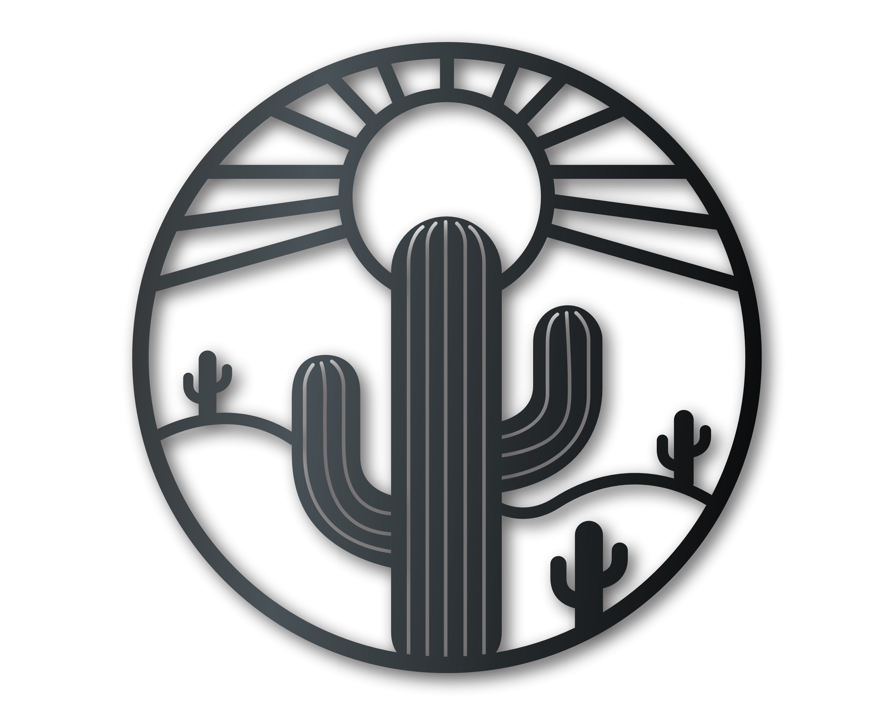 Metal Cactus Sun Wall Art | American Southwest Decor | Indoor Outdoor | Up to 46