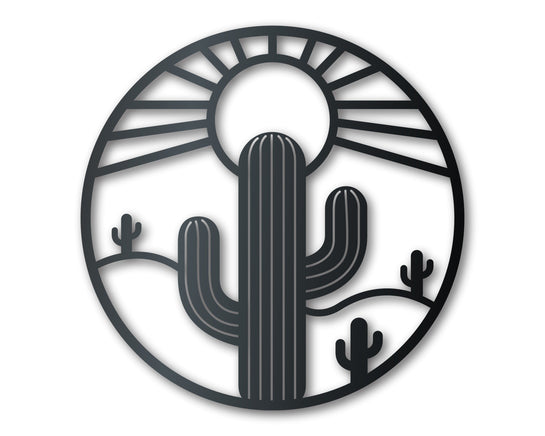 Metal Cactus Sun Wall Art | American Southwest Decor | Indoor Outdoor | Up to 46