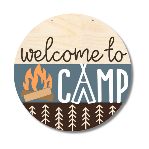 Unfinished Wood Welcome to Camp Door Sign Kit | Wood Craft Cutouts | 1/4" Thick |