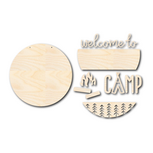 Load image into Gallery viewer, Unfinished Wood Welcome to Camp Door Sign Kit | Wood Craft Cutouts | 1/4&quot; Thick |
