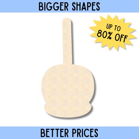 Bigger Better | Unfinished Wood Candy Caramel Apple Shape |  DIY Craft Cutout