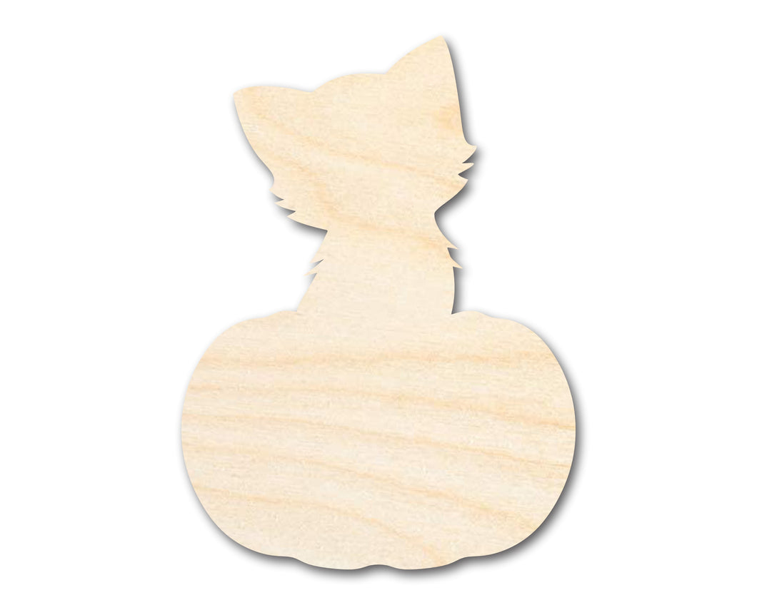 Bigger Better | Unfinished Wood Cat on Pumpkin Shape |  DIY Craft Cutout