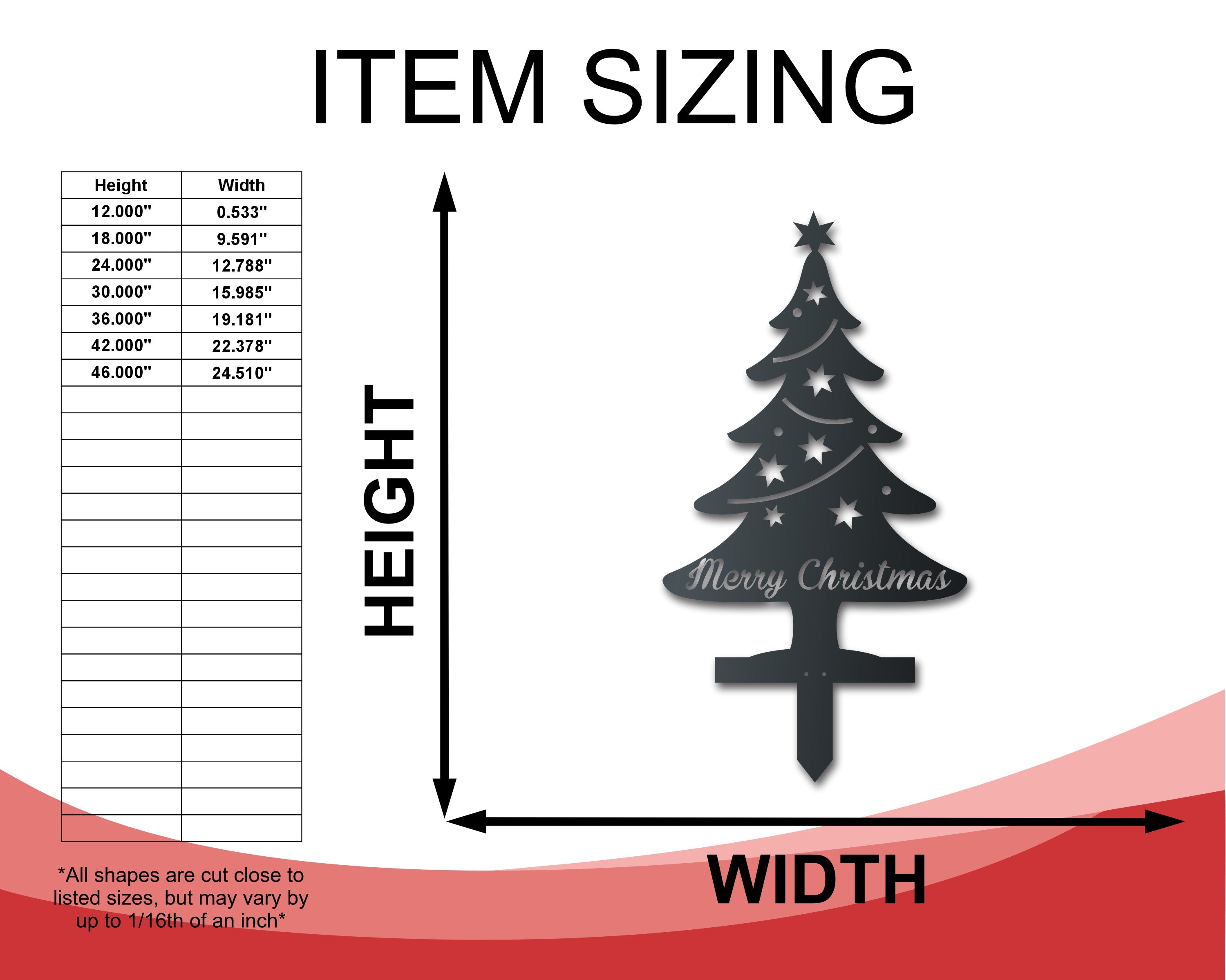 Custom Metal Christmas Tree Garden Stake | Christmas Holiday | Indoor Outdoor | Up to 24