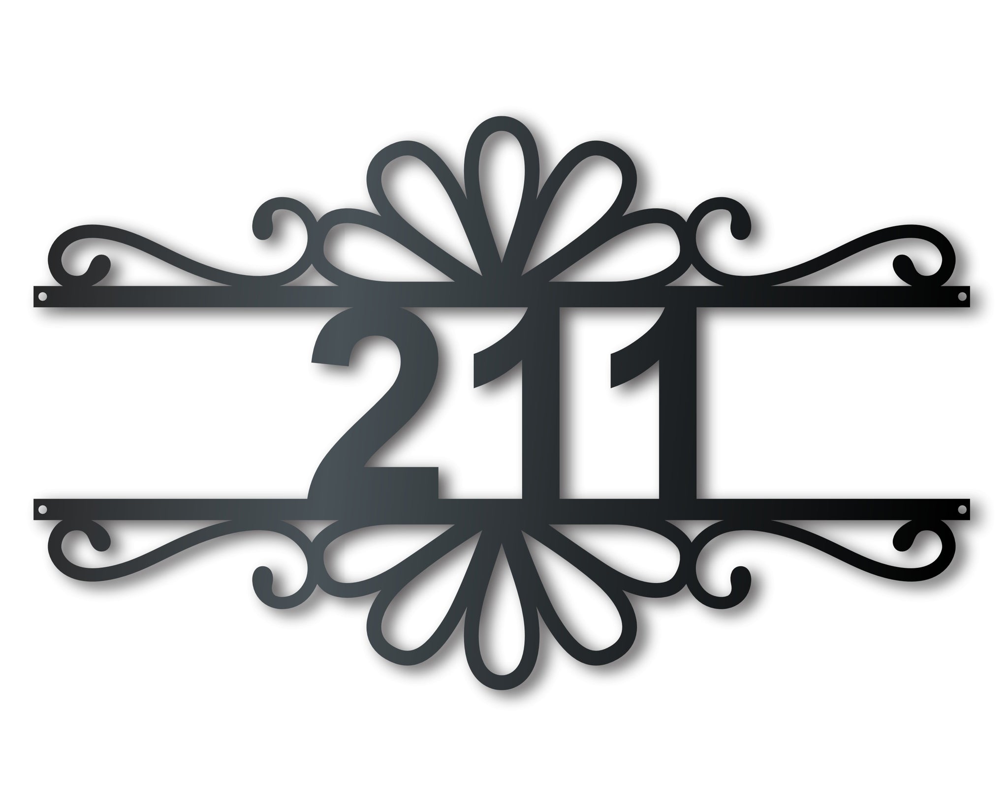 Custom Metal Flourish Address Wall Art | House Number Sign | Indoor Ou ...