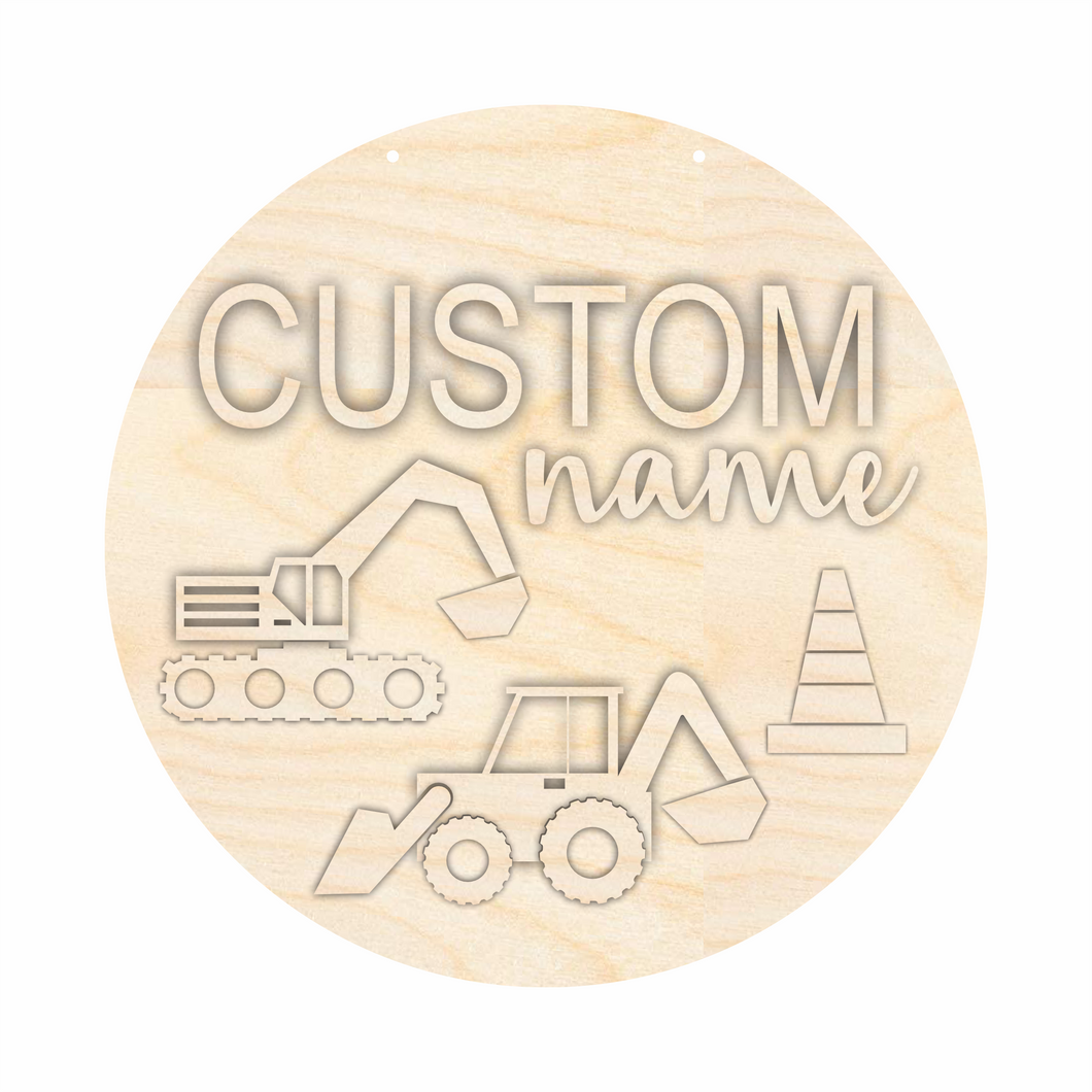 Unfinished Wood Custom Name Construction Door Sign Kit | Wood Craft Cutouts | 1/4