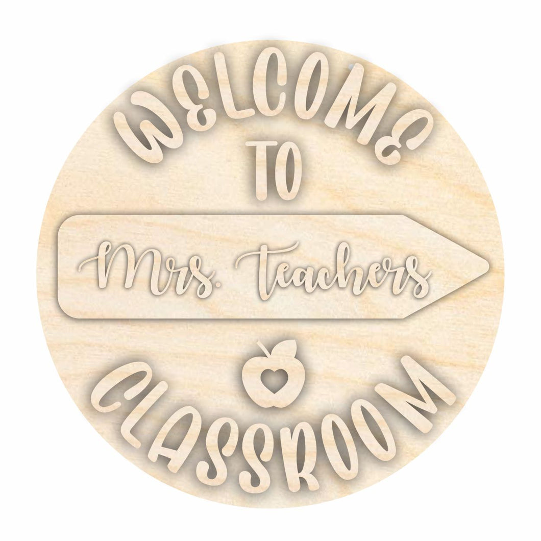 Unfinished Wood Custom Name Teacher Sign Kit | Wood Craft Cutouts | 1/4