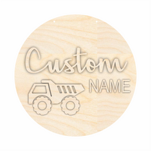 Load image into Gallery viewer, Unfinished Wood Custom Name Dump Truck Door Sign Kit | Wood Craft Cutouts | 1/4&quot; Thick |
